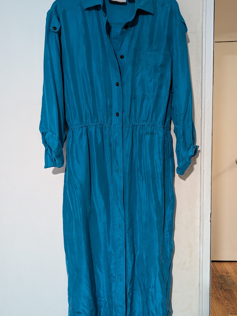 Teal Button-Front Shirt Dress - Women